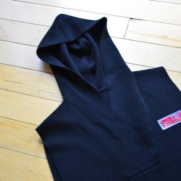 Stella Mccartney Logo Patch Sleeveless Cropped Hoodie Size S Black - Picture 2 of 8